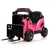 Garvee Ride - P Series: 12V Electric Forklift Ride-On: Liftable Fork, Remote, Music, Realistic Design, 66lb Load, for 3-7 Years - Pink - Pink
