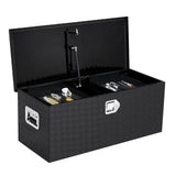 Garvee 36'' Truck Bed Tool Box Heavy Duty Aluminum Sliding Shelf Diamond Plate Black for Pick Up Truck RV Trailer Storage - Black- with 2 Iron Boxes