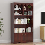 Garvee Bookshelf, 5 Tier Open Bookcase and Bookshelf, Modern Bookcase with Doors, Wood Bookcase Storage Organizer Shelf, 63 in Tall Display Storage Shelves for Bedroom Living Room Office, Brown - Brown