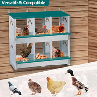 Garvee 6-Compartment Metal Nesting Box – Heavy-Duty Roll Away Egg Design w/Perch & Cover for Poultry Wall/Floor Mount, Green