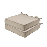 Garvee Set of 2 22x22x4 Inch Patio Furniture Pillow, Waterproof Outdoor Seat Cushions for Patio Furniture, Garden Sofa Couch Chair Cushions With Ties, Khaki - Khaki