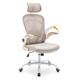Garvee Ergonomic Office Chair, 300 LBS Capacity, High Back Mesh Desk Chair with Wheels, Flip-Up Armrests, Comfortable Lumbar Support Gaming Chairs for Home Office, Bedroom, Study, Beige - Beige