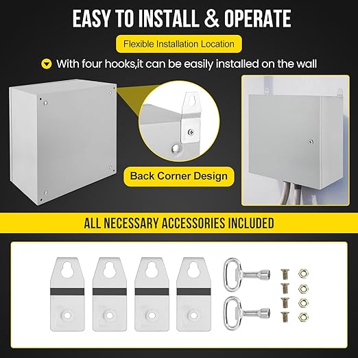 Garvee Junction Box, Steel Electrical Box 24x24x12", NEMA 4X Electrical Enclosure Box IP66 Waterproof & Dustproof, Universal Electrical Project Box with Lock & Mounting Plate