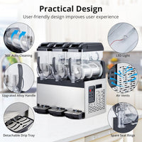 Garvee Commercial Slushy Machine 36L/9.6Gal with Self-Cleaning & 860 Watts Stainless Steel – Frozen Drink & Margarita Maker for Coffee Shops, Restaurants, Bars