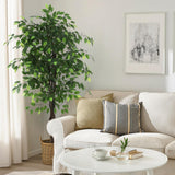 Garvee Artificial Ficus Tree 5FT Faux Plant with Silk Leaves + Sturdy Pot + Realistic Look + Flame-Retardant + Indoor Outdoor Decor - 5.2Ft Ficus Trees