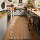 Garvee 2x6 Scalloped Washable Runner Rug Soft Brown Non Slip Kitchen Hallway Entryway Farmhouse Carpet - Brown