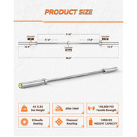 Garvee 7Ft Olympic Barbell Bar 2 Inch Chrome Plated for Power Lifting and Weightlifting 45 Lbs
