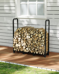 Garvee 4 ft Firewood Rack Outdoor, Heavy Duty Steel Log Holder for 1/4 Cord, Large Firewood Storage Stand Organizer for Indoor Fireplace, Patio, Deck, Backyard, Garden