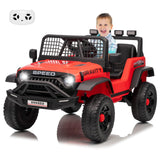 Garvee 12V Kids Ride On Truck Car with Parent Remote Control, 3 Speeds, Emergency Braking, LED Lights, Music & Horn, Red for Outdoor Adventures - Red