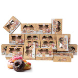 Garvee 24 Pack Christmas Cookie Boxes, Foldable Treat Box with Window, for Pastries, Cupcakes, Candy and Gift Giving, Food Grade Kraft Bakery Boxes, Reindeer Santa Cookie Boxes, Style A - Brown