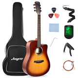 Garvee 41" Acoustic Guitar for Beginner Adult Teen Full Size Steel Acustica Guitarra with Gig Bag, Tuner, Strap, Strings, Picks, Capos, Cutaway, Right Hand,Sunburst - Sunburst