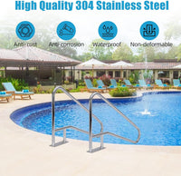 Garvee Pool Rail 55"x 32", 304 Stainless Steel 385LBS Load Capacity Silver Rustproof Pool Handrail for Inground Pool with Blue Grip Cover & Accessories