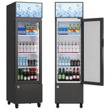 GARVEE 6.1 Cu Ft Commercial Beverage Refrigerator, Single Glass Door, Upright Drink Cooler Merchandiser for Restaurant, Black, Adjustable Shelves, LED Light - Black