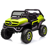 Garvee Ride - P Series: 2 Seater Kids Ride On Truck 24V Ride On Toy Licensed Mercedes Benz Battery Powered Electric Vehicle for Toddles With Remote Control, Battery Display, Trunk, Spring Suspension, Led Lights, Music, Green - Green
