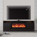 Garvee TV Stand for Fireplace, Modern Entertainment Center with Storage Cabinet, Fits into 36'' Electric Fireplace, Black(Not Include Fireplace) - 