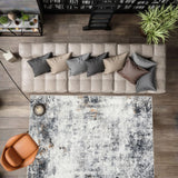 Garvee Abstract Grey 8x10 Rug, Area Rug with Anti-Slip Backing Abstract, Machine Washable, Stain Resistant Rugs for Living Room, Kids Room, Foldable Area Rug - Gray