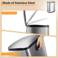 Garvee 13Gal Stainless Steel Kitchen Trash Can, 50L Pedal Heavy Duty Hands-Free Garbage Can, Commercial Brushed Step Waste Bin for Bathroom Bedroom Home Office