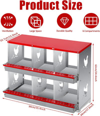 Garvee 6 Compartment Chicken Nesting Box - Heavy Duty Metal Coop with Roll Away Egg Collection, Perch, Lid Cover for Egg Protection - Wall Mount/Free Standing Nest Box for Chickens, Hens, Ducks