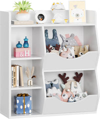 Garvee 3-Tier Wooden Kids Bookshelf with 5 Cube Double-Side Display, White