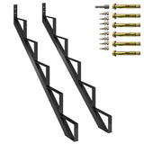Garvee Steel Stair Step Riser Metal Stair Stringer with Reinforcing Support Legs Indoor/Outdoor 5 Step Heavy Duty Black