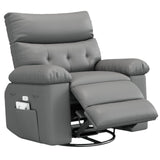 Garvee Oversized Manual Recliner, Breathable Leather Pushback Recliner Chair, Single Lazy Sofa Chair with Two Cup Holders and Side Pocket, Living Room Recliner, Gray - Gray