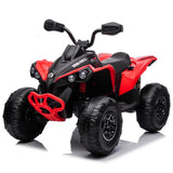Garvee Ride - P Series: 12V Ride on Toy Car Bombardier Licensed BRP Can-am 4 Wheeler Quad Electric Vehicle, w/LED Lights, Spring Suspension, Bluetooth, Music, USB, Treaded Tires, White - Red - Red