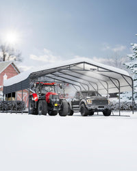 Garvee 20x25FT Heavy Duty Metal Carport,Outdoor Portable Car Garage with Led Light,Removable PE SideReinforced Base & Galvanized Steel Roof, Outdoor Car Port Canopy Shelter for Boats, Full-Sized Pickup Trucks