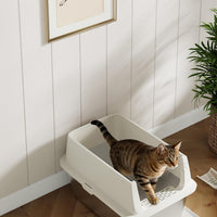 Garvee Stainless Steel Litter Box, Large Open Cat Litter Box for Big Cats, Metal Cat Box with High Sided Enclosure & Scoop Litter Mat, Odor Free, Anti-Leakage, 12"H