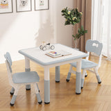 Garvee Kids Table and 2 Chairs Set with Graffiti Desktop, Height Adjustable Toddler Table and Chairs Set, 4 in 1 Activity Table Play Table for Reading, Drawing, Playing, Eating - Grey - Grey