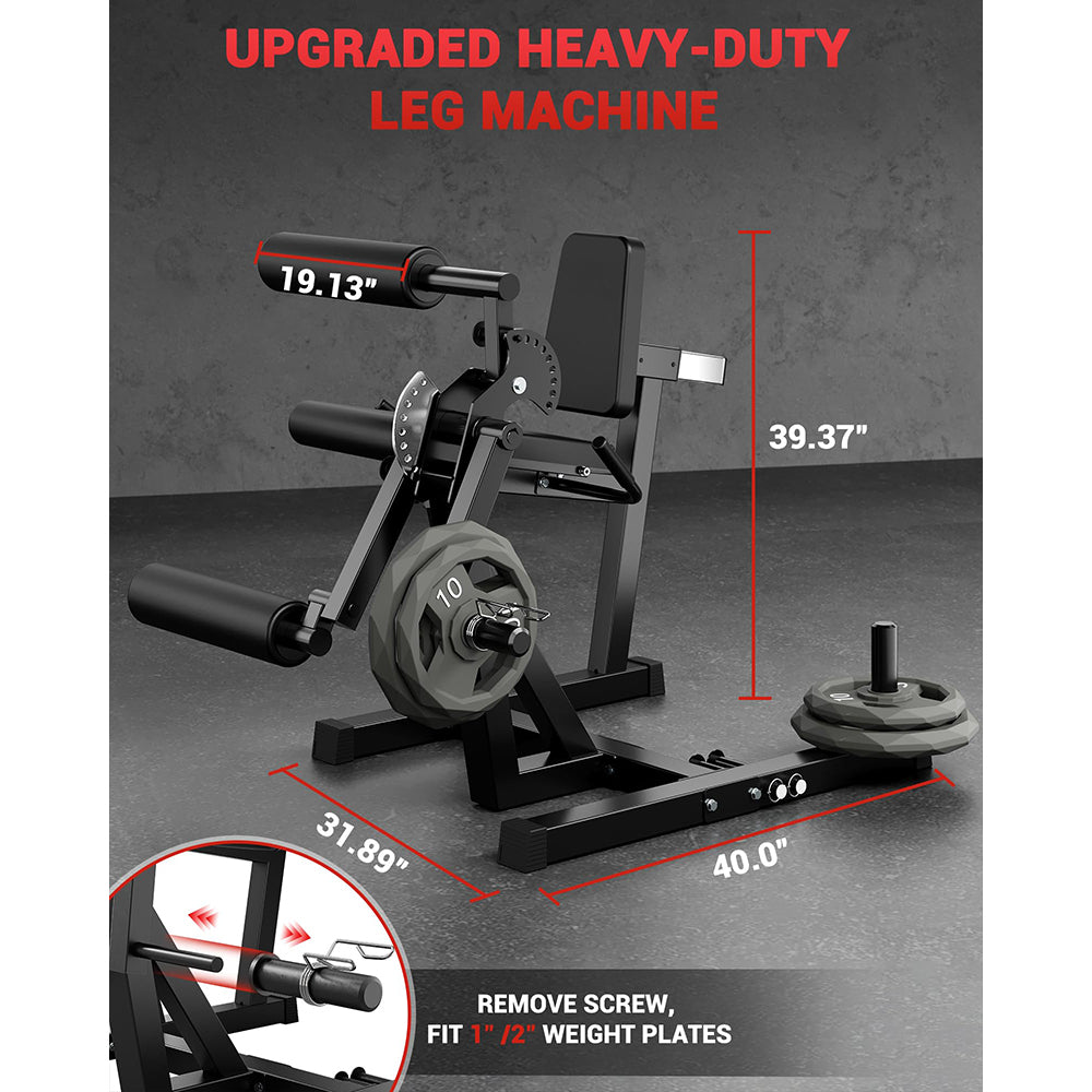 Garvee Leg Extension and Curl Machine 4 in-1 Leg Press Home Gym Adjustable 700 LBS Red and Black