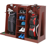 Garvee Golf Bag Organizer And Storage Rack, 2 Bag Capacity, Wooden Golf Club Rack For Garage, Basement, Practice Room, Home, Reddish Brown - Red Sandalwood
