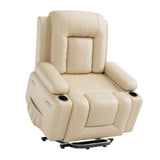 Garvee Power Lift Recliner Chair with Heat & Massage, 8-Point Vibration, Remote Control & Cup Holders, PU Leather Electric Lift Chair Designed for Mobility Aid Elderly Relaxation, Beige - Beige