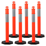 Garvee Delineator Post with Base 6 Pack, 45 Inch Portable Orange Traffic Delineator Posts with Reflective Collars for Driving Practice and Construction Work