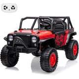 Garvee Ride - P Series: 2-Seater Ride On Truck for Kid, 24V Battery Powered Kids Car with Remote Control, 19" Extra Wide Seat, 2 Motors, Led Light, Enhanced Suspension - Red - Red
