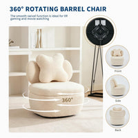 Garvee 360° Swivel Armchair with Storage, Teddy Velvet Accent Chair with Pillow, Ergonomic Design, 300 Lbs Capacity, Easy Assembly, Modern Lounge Chair for Living Room, Bedroom & Office, Camel