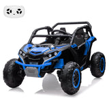 Garvee Ride - P Series: 24V Ride On Utv For Kids,2 Seater 4WD Electric Truck With Remote Control, High And Low Speed Adjustment, Led Lights, 4 Shock Absorbersm,One Click Start, Music Player(Blue) - blue