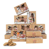 Garvee 12 Pack Christmas Cookie Boxes, Foldable Treat Box with Window, for Pastries, Cupcakes, Candy and Gift Giving, Food Grade Kraft Bakery Boxes, Reindeer Santa Cookie Boxes, Style A - 