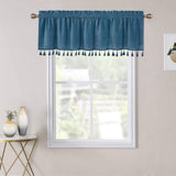 Garvee Boho Tassels Soft Luxury Room Darkening Velvet Window Valance Curtains for Bedroom Living Room, Red, 52 x 15 Inch