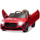 Garvee Kids Ride On Car, Licensed Bentley Bacalar 12V Electric Vehicles w/Parent Remote Control, Scissor Door, Suspension, 3 Speeds, LED Lights, Horn, Battery Powered Ride on Toy for Boys Girls - Red - Red