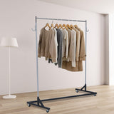 Garvee Z Rack, 220 LBS Portable Rolling Clothes Rack, Heavy Duty Garment Rack with Nesting Base, 65'' Length Commercial Clothing Rack with 360° Wheels for Living Room, Bedroom, Black+Silver