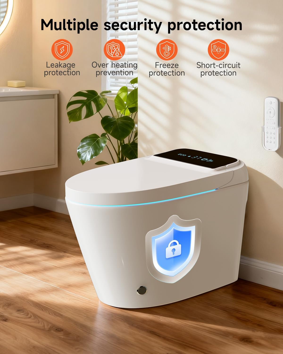 Garvee Elongated One-Piece Smart Toilet in Tankless Design with Bidet, Auto Open/Close, Heated Seat, Instant Warm Water & Dryer and Foot Sensor Operation for Bathroom