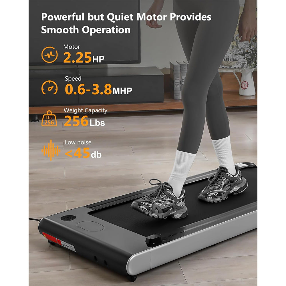 Garvee 2.5 HP Walking Pad, 0.6-3.8 MPH, 256 LBS Plug & Play, Under Desk Electric Treadmill for Home Office, Space Saving Treadmill, No Assembly Needed Portable Treadmill for Office Home Exercise