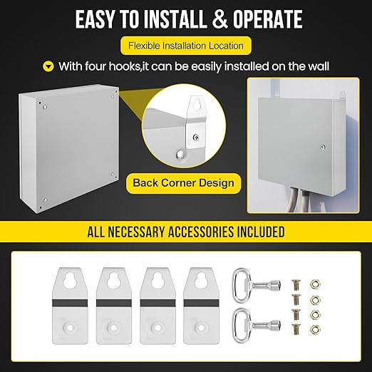 Garvee Junction Box, Steel Electrical Box 20x20x6", NEMA 4X Electrical Enclosure Box IP66 Waterproof & Dustproof, Universal Electrical Project Box with Lock & Mounting Plate