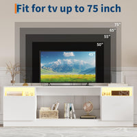 Garvee Modern TV Stand for TV Up to 75" TV, 70 ''White Television Console Table Cabinets With Storage,Wooden Entertainment Center for Living Room, Fits Into 36'' Electric Fireplace(Not Included Fireplace)