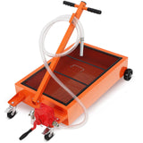 Garvee Oil Drain Pan, 20 Gallon Low Profile Oil Drain Pan with Hand Pump,76L Oil Change Pan with 8.2ft Hose & Folding Handle, Rolling Oil Drain Cart for Car, SUV, Trucks Oil Draining - Orange-Manual