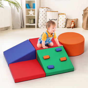 Colorful foam climbing blocks set for toddlers, safe indoor play and crawling, baby-friendly material