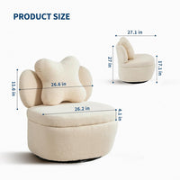 Garvee 360° Swivel Armchair with Storage, Teddy Velvet Accent Chair with Pillow, Ergonomic Design, 300 Lbs Capacity, Easy Assembly, Modern Lounge Chair for Living Room, Bedroom & Office, Camel