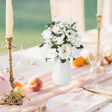 Garvee Artificial White Roses With Ceramic Vase For Office And Home Decoration, Adjustable PU Stems, Elegant White