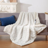 Garvee Electric Heated Blanket Twin Size, 62"x84" Soft Tufted Heating Blanket, Machine Washable Sherpa Electric Blanket with 10 Time Settings and 10 Fast Heating Levels, Beige - Off-white