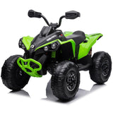 Garvee Ride - P Series: 12V Ride on Toy Car Bombardier Licensed BRP Can-am 4 Wheeler Quad Electric Vehicle, w/LED Lights, Spring Suspension, Bluetooth, Music, USB, Treaded Tires, White - Green - Green